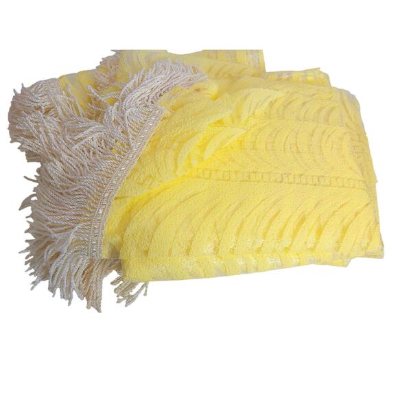 Vintage Ex Cell 3 Way Cafe Austrian Style Yellow Fringe Curtains Set of 3 READ - Picture 4 of 7